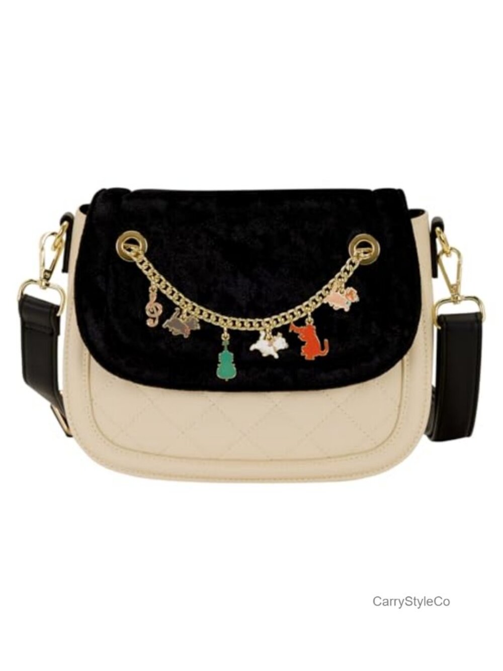 Loungefly Aristocats Crossbody Bag PU Leather Velvet Trim Charm Satchel